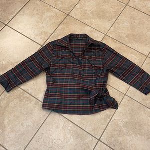 Plaid Wrap Blouse